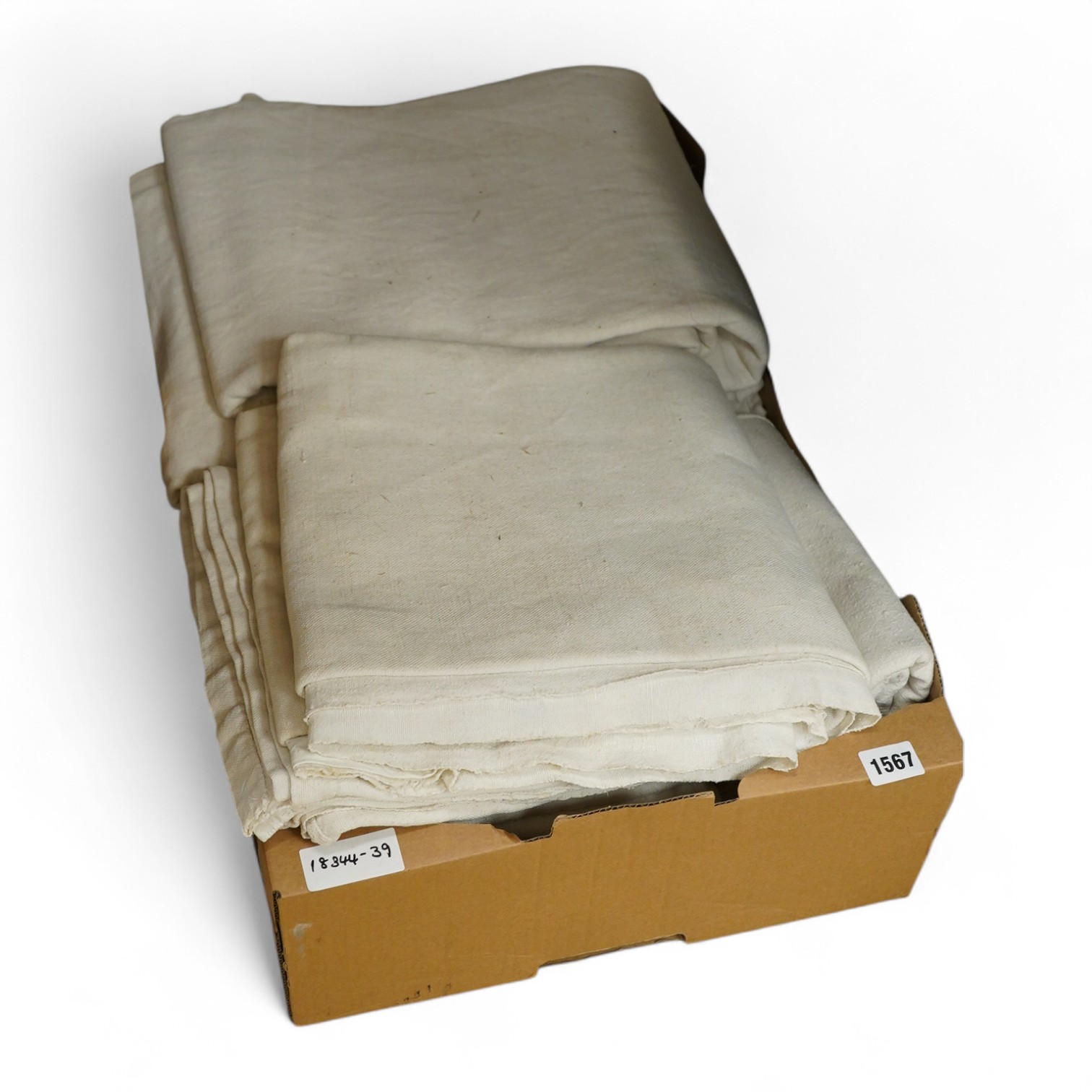 Six plain coarse linen French provincial sheets